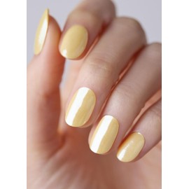 ohora ohora Semi Cured Gel Nail Strips (N Butter Chrome) - Yellow, Chrome, Works with Any UV/LED Lamps, Salon-Quality, Long Lasting, Easy to Apply & Remove - Includes 2 Prep Pads, Nail File & Wooden Stick