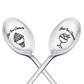 Anniversary Birthday Gifts for Husband Wife His and Hers Ice Cream Spoons Gifts for Couples Valentines Day Gifts for Girlfriend Boyfriend Fiance Fiancee Gifts for Women Couple Wedding Engagement Gift