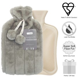 Home Flair Hot Water Bottle | Hot Water Bottle with Cover UK | Warmies Thermal Luxury Faux Fur 2L Large Hot Water Bottle | Hand Warmers | Foot Warmer