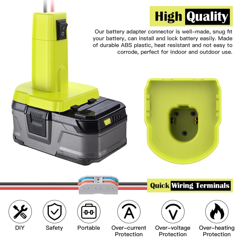 1 Packs Power Wheel Adapter for Ryobi 18V Battery Adapter