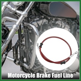 Motoforti 80cm 31.50" 10mm Motorcycle Braided Brake Clutch Oil Hoses Line Pipe Clutch Throttle Gas Line Red Fuel Pipe for ATV for Dirt Bike Silver Tone Banjo Long-Lasting