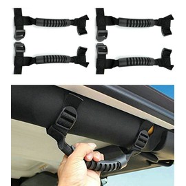 4 x Roll Bar Grab Handles Grip Handle for Jeep Wrangler YJ TJ JK JKU JL JLU Sports Sahara Freedom Rubicon X & Unlimited 1955-2021 2022 (Black)