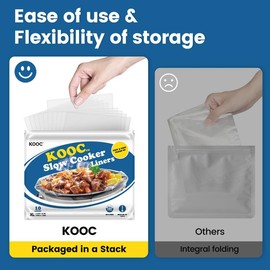 KOOC Slow Cooker Liners 14"x22" 30 Count Extra Large Size Disposable Pot Liners Cooking Bags Fit 6 qt to 10 qt Pot BPA Free Fresh Locking Seal Design