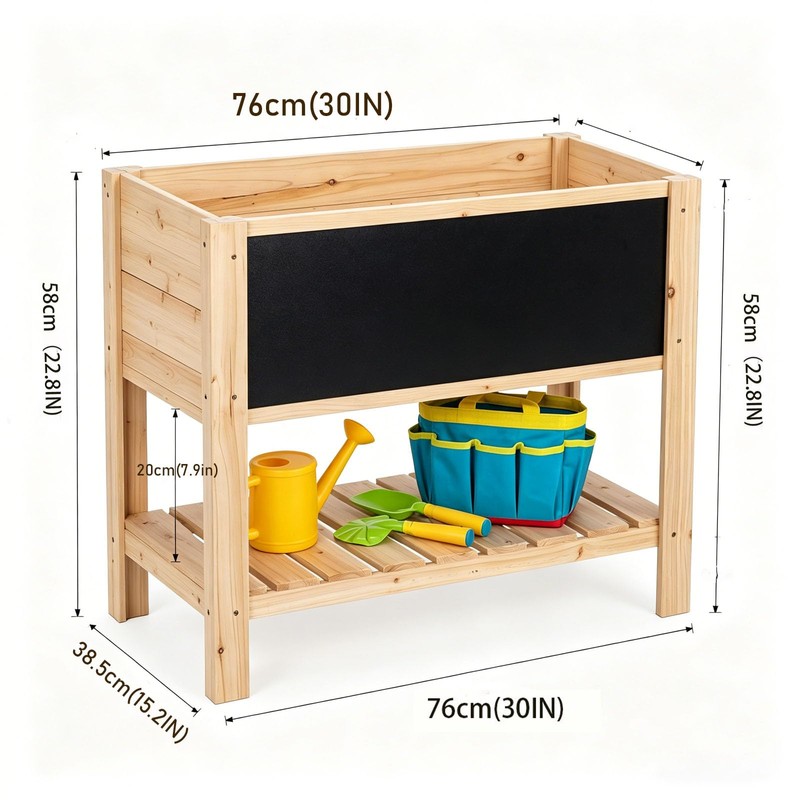 Wooden Elevated Kids Planter Box,Children Gardening Raised Bed