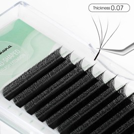 NATUHANA W Shaped Clover Eyelashes Extension 4D Premade Fans 0.07mm D Curl 8-12 Mixed Tray Volume Lash Cluster W Lashes Supplies Automatic Blooming Flower Lash Extensions (4D black;0.07 D, 8-12 MIX)