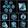 ORUZA 7 PCS Dragon Eye Dice Liquid Core DND Dice