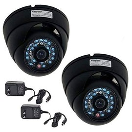 VideoSecu 2 Outdoor IR CCD Security Cameras Day Night 20 Infrared LEDs 480TVL 3.6mm Wide View Lens for Home DVR CCTV Surveillance System with Free Power Supplies and Security Warning Decals BDG