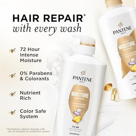 Pantene Juego de champú y acondicionador, renovación diaria de la humedad, nutrientes Pro-V para cabello seco, teñido y lacio, hidratación y suavidad 