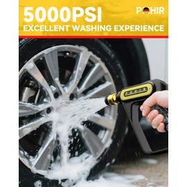 POHIR Pressure Washer Gun 5000 PSI &12 gpm with Nozzle Tips & 1/4'' Quick Connector, Swivel Design Power Washing Gun for Gas Power Washer(Gun+Nozzle)