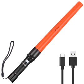 UltraFire 16 Inch 619 Lumen Traffic Wand, 3 Flashing Modes USB-C Rechargeable Safety Flashlight, Emergency LED Wand for Traffic Control, Car Direction, Roadside (UF-805)
