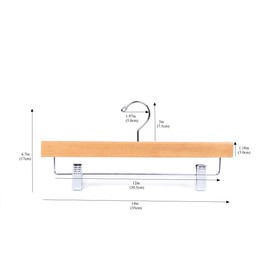 Amber Home Natural Wooden Pants Hangers 10 Pack, Solid Wood Skirt Hanger Bottom Hanger Clips Hangers for Slacks, Jeans, Shorts with 2-Adjustable Clips (Natural, 10 Pack)