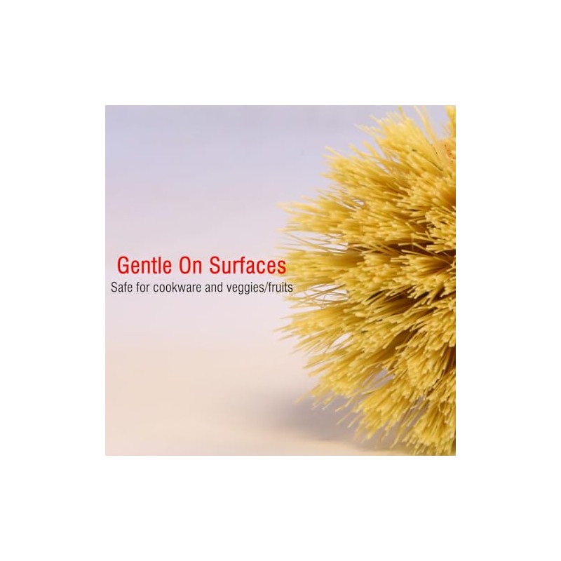 Bamboo Vegetable Brush, Natural Sisal Soft Bristle Kitchen Brush |