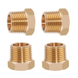 4PCS Heavy Duty Brass Reducer Hex Bushing, 1/2" NPT Male to 1/4" NPT Female, Threaded Reducing Pipe Fitting Adapter, 1200 PSI, Ideal for Plumbing, Fuel Lines, and Pneumatic Systems
