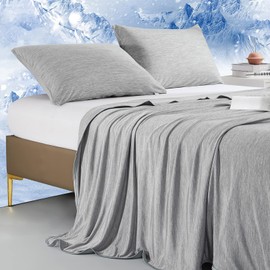 Luxear Cooling Blanket Absorbs Body Heat to Keep Cool, Cold Blanket for Hot Sleepers Japanese Arc-Chill 3.0 Cool Tech Fabric Summer Blanket Hypo-Allergenic Cool Blanket-Grey, 150x200cm