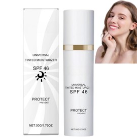 Tinted Spf 46 Face Moisturiser,Spf 46 Tinted Sunscreen,Face Sun Screen,Anti-Aging F-ace Sunscreen With Vitamin C,Sun Protection And Foundation,Universal Natural Coverage For F-ace & Daily Use,50g