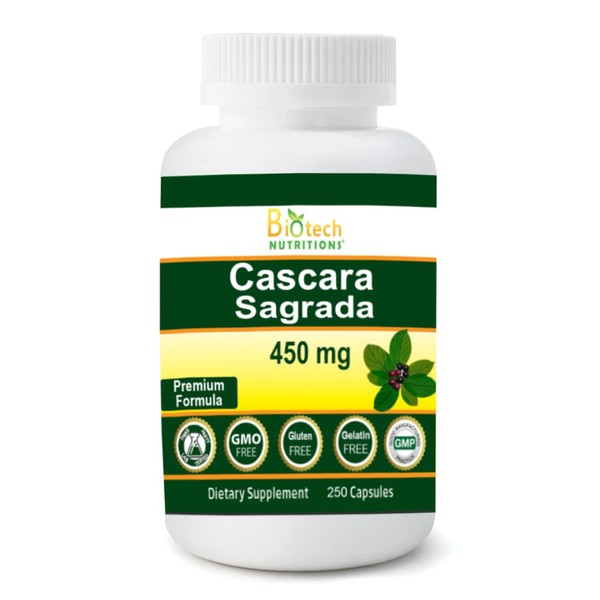 Biotech Nutritions Cascara Sagrada 450 mg 250 Veg Capsules