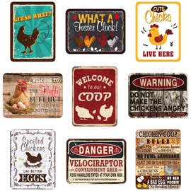 WERNNSAI Vintage Chicken Poster - 9 PCS Novelty Chicken Unframed Prints Welcome to Our Coop Vintage Wall Poster Prints for Farm Door Wall Decorations Chicken Coop Accessories Fun Hen Chicken Gifts