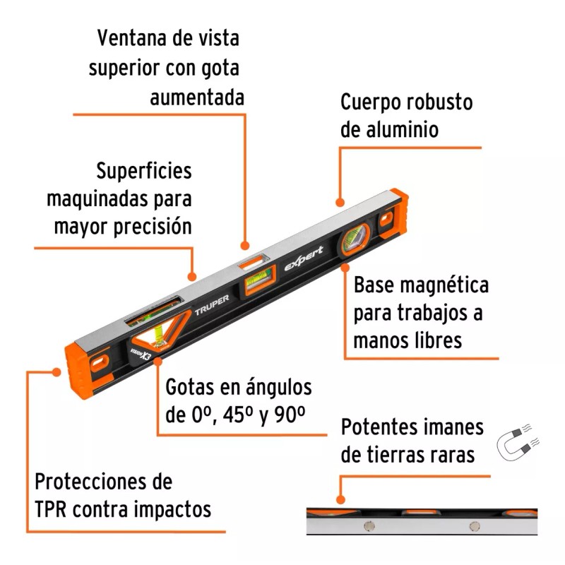 Truper Nivel De 18' Magnético Con Protección De Tpr, Truper