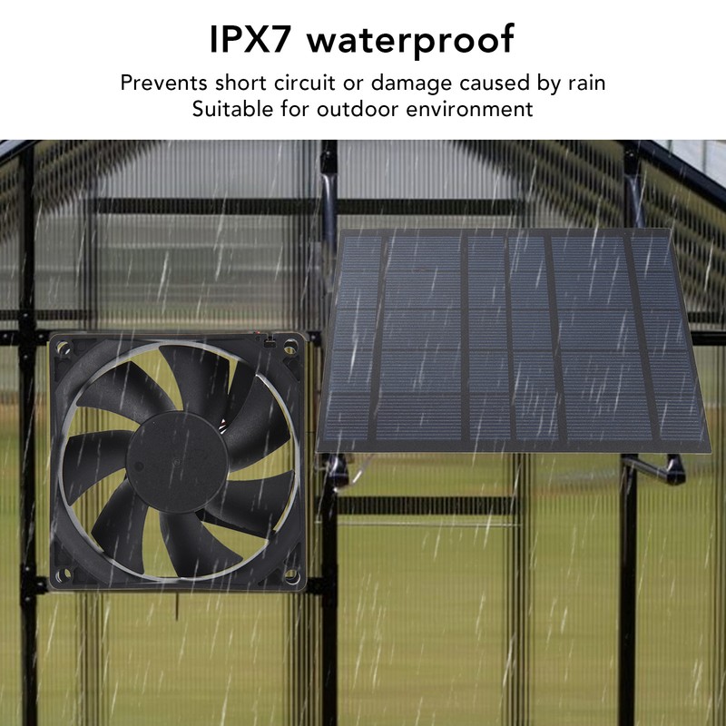 Solar Panel Fan Reduce Temperature Humidity IPX7 Waterproof Solar Powered
