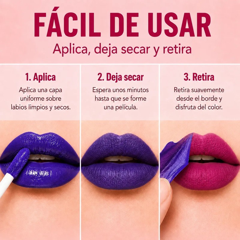 Labial Desprendible Mate Impermeable Larga Duración No Manch