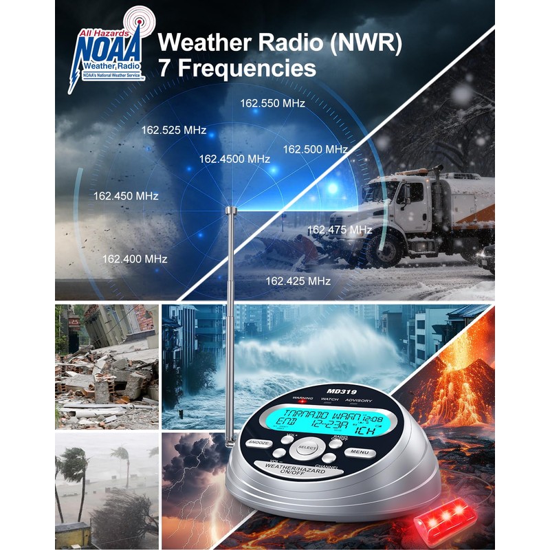 Emgykit MD319 NOAA Weather Alert Radio with S.A.M.E Localized Programming,