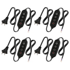Lamp Dimmer Switch with Cord, Plug-in Dimmer 110-120V Indoor Timer Power Cable with Four Button, Set 2H/4H/8H Automatic Light Switch Timer, 4 Pack