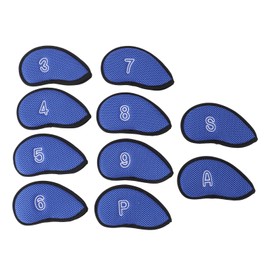 10pcs Golf Club Head Cover Breathable Nylon Mesh Soft Lining Protective Golf Iron Covers Set Blue