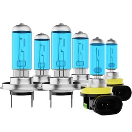 DMEPUGI Headlight Bulbs Fit For Volkswagen Passat 2012-2015,H7 H7 High Low Beam H11 Fog Lights Combo,Super Bright 5500K White Light High Performance Halogen Light Bulbs,6PCS