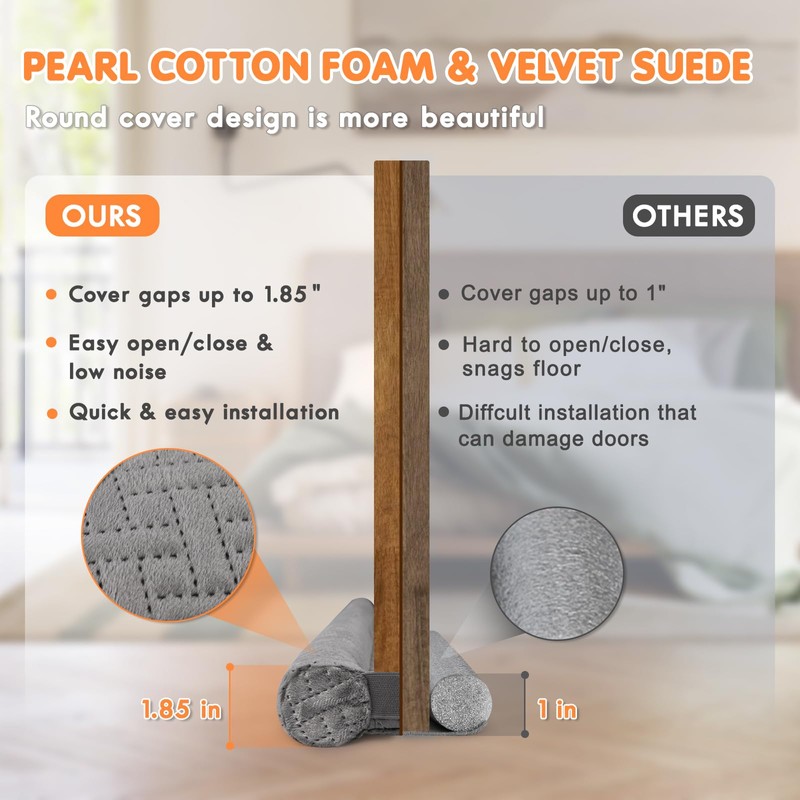 Premium Velvet Under Door Draft Stopper, Door Draft Stoppers for