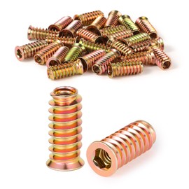 msymsyu 25 Pcs Threaded Inserts M8x25mm Insert Nuts Hex Drive Head Nuts Carbon Steel Threaded Inserts for Wooden for Various Wood Furniture Manufacturing and Assembly