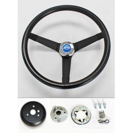 Grant 67-68  Chevelle Nova Impala 14 3/4" vintage black steering wheel blue bowtie