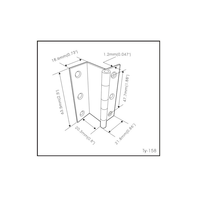 QCAA Three Fold Shutter Hinge, Half Surface for Shutter, Cabinet,