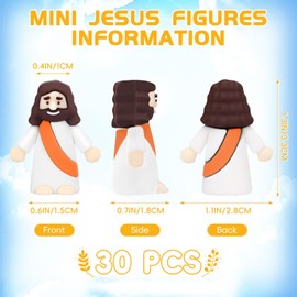 SHIFANQI Little Jesus Figures, 30 Pack Mini Jesus Figurines in Bulk, Small Pocket Jesus to Hide and Seek, Tiny Christ Savior Religious Party Favors for Easter Church Sunday Baptism Gifts, Orange