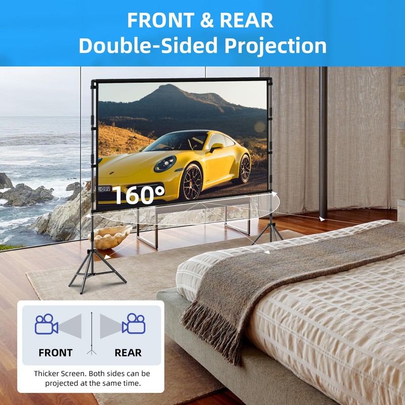 TOWOND Projector Screen with Stand, 84 inch Outdoor Projector Screen