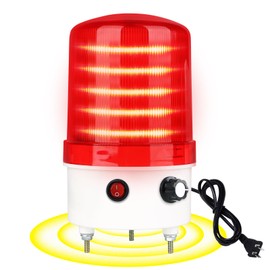 Industrial LED Rotating Warning Light, AC110V Red Strobe Light for Public Emergency Alarms, Siren Light with Volume Adjustment,with Plug, Buzzer (AC110V （Plug, Switch, Volume))