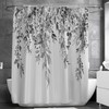 Nuseiis Black and White Eucalyptus Leaves Shower Curtains 72 x