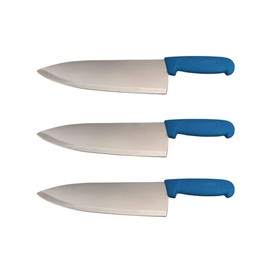 Cozzini Cutlery Imports 10" Chef Knife Choose Your Color - Razor Sharp Commercial Kitchen Cutlery - Cook's Knives (3 Pack - Blue)