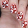 OHWODA 24pcs Snowflake Press On Nails - Short Square Glossy
