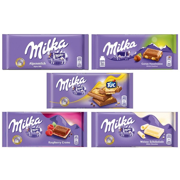 Milka Chocolate Bars Assorted Pack of 5 (Bundle #2)