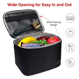 Gloppie Insulated Lunch Bag Lunch Box for Men Women Adults Lunchbox Cooler Bag Linch Bag Loncheras Para Hombres Mujer, Black