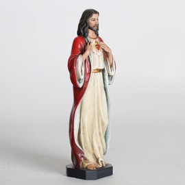 BC Catholic Sacred Heart of Jesus Statue, Jesus Christ Figure, Religious Gifts, Inspirational Indoor Home Decor, 10 inches H, Hand Painted by Buildclassic