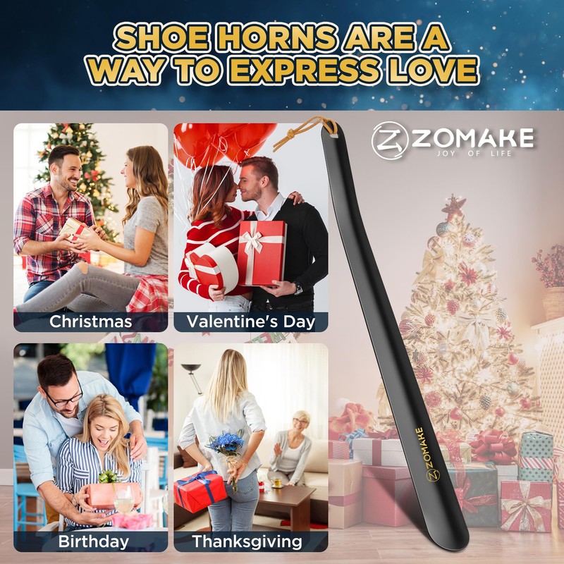ZOMAKE Shoe Horn Long Handle for Seniors Men Women,Metal Long