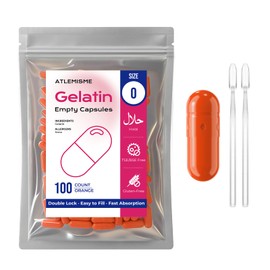 Empty gelatin Capsules Size 0 - (100 Count) Empty Capsules Ideal for DIY Filling - gel Capsules Empty Caps with 2 Filling Spoons for Capsule (Orange)