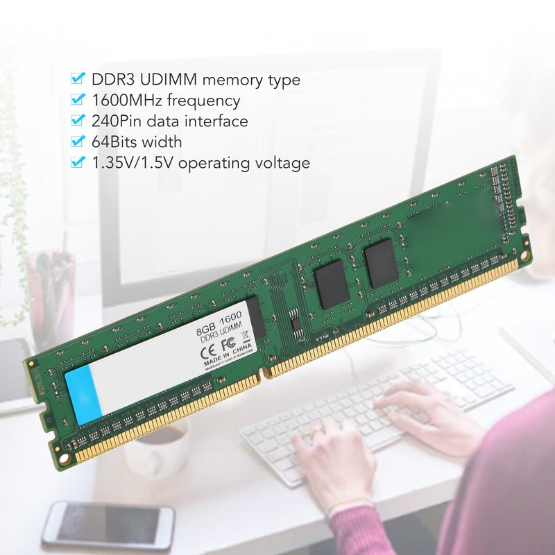 DDR3 UDIMM 1600Mhz RAM 64bit Width 40Pin Data Interface Plug