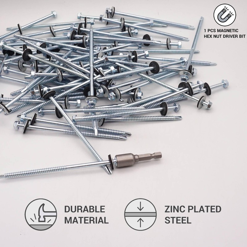 SKIR'CO (8 pcs) Zinc Plated Roofing Screws 5.5 x 120