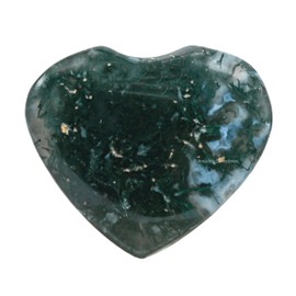 Moss Agate Stone Heart - Pack of 2 Crystal Heart Stones Rocks - Corazones De Piedra Crystals and Healing Stones Heart Shaped Crystal - Stocking Stuffers Gifts