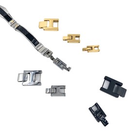 ONDEGO® 316L Edelstahl Verschluss Verlängerung Herren Armband Uhr Zwischenstück Verlängerungselement silber schwarz gold Kette Klapp (7, Gold)