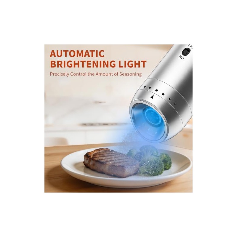 Automatic Gravity Salt and Pepper Grinder Set - Rechargeable &
