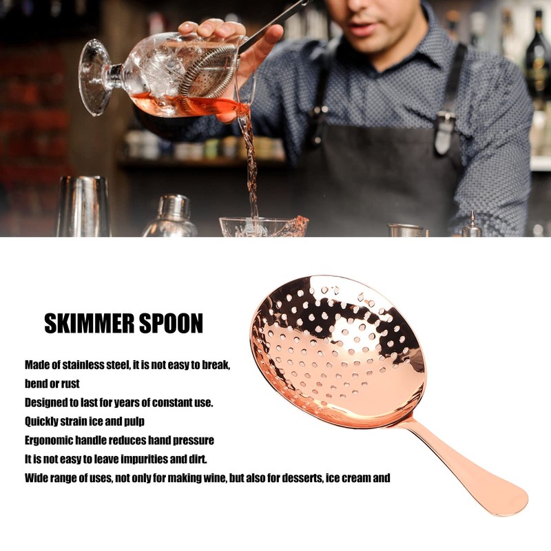 Cocktail Strainer, Julep Strainer Stainless Steel (Copper Plated)