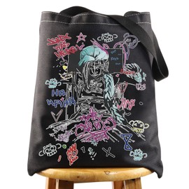 WZMPA Jinx & Vi Movie Tote Bag Jinx & Caitlyn Player Gift Jinx Was Here Shopping Grocery Bag Jinx & Silco Merch (Jinx Was Here Bl TG)